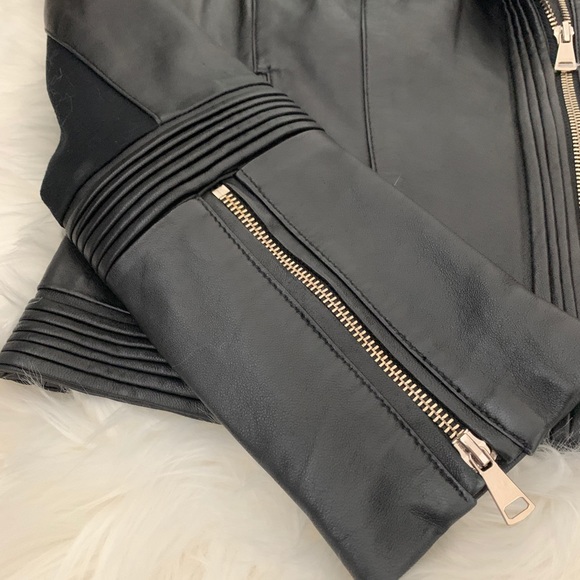 Bebe Lamb Leather Moto Jacket - Picture 2 of 8